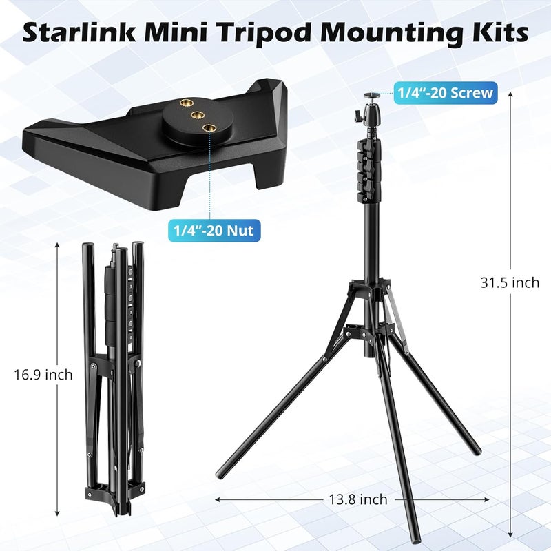 UBeesize Starlink Mini Tripod Mount Kits, Adjustable Height and Angle Tripod Mounting kit with Pipe Adapter Compatible with Starlink Mini Satellite for Camping and RV Travel - Image 4
